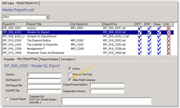 Allow Multi Company option in the Master Report List