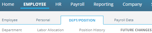 Employee: Dept/Position | Future Changes screenshot