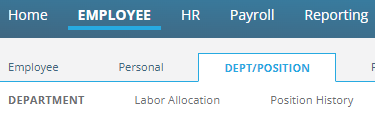 Employee: Dept/Position | Department screenshot