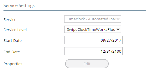 Timeclock service setup