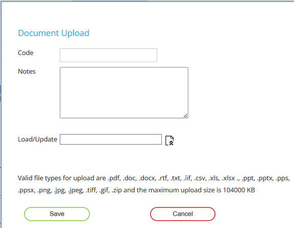 Add Document file upload modal