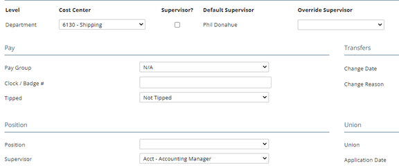 Default Supervisor and Supervisor fields