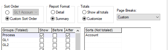 Custom totals and page breaks