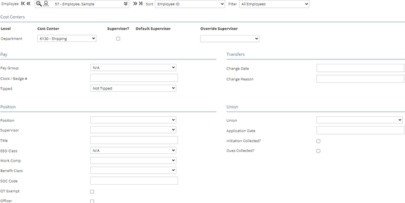 Employee: Dept/Position | Department screenshot