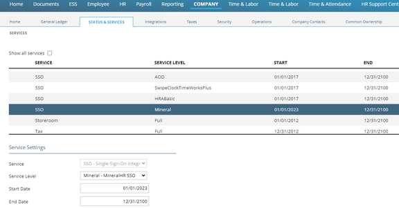 Add SSO service with Mineral service level