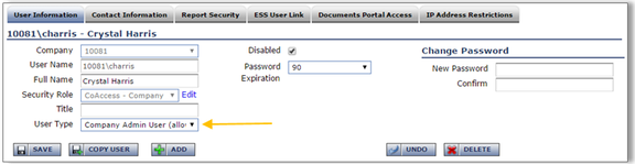 Company Admin User Type