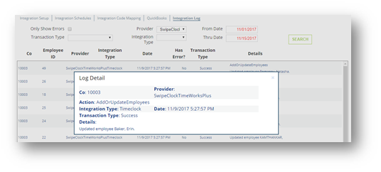 Integration log — example 1