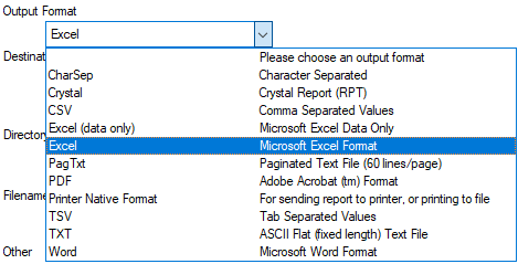 Output format options