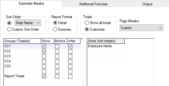 Custom totals and ejects