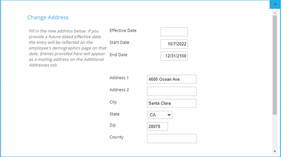 Employee: Dept/Position | Future Changes screenshot