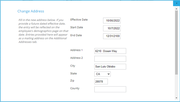 Employee: Dept/Position | Future Changes screenshot