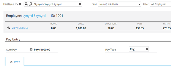 RPO Payroll Entry before sync