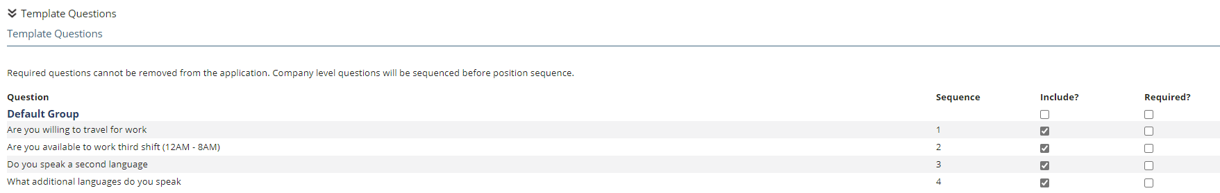 Fig. 32 — Template Questions area