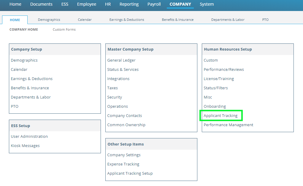Fig. 35 — Applicant Tracking navigation
