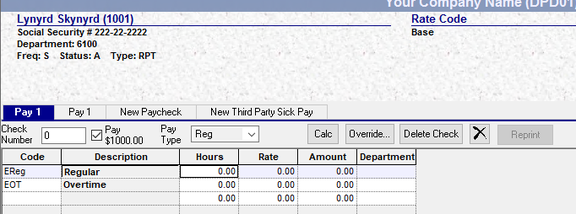 RPD Payroll Entry after sync