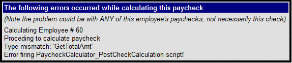 Script error message in Payroll Entry