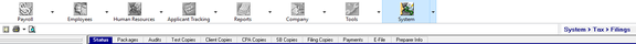 Quarterly Tax Filings screen header