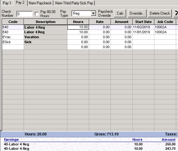 Prevailing wage line item calculation