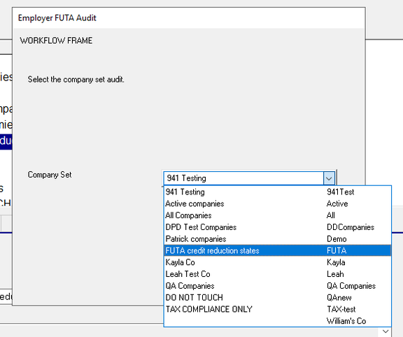 Company Set selection
dialogue