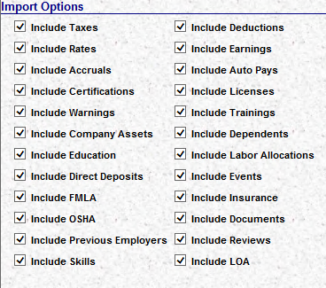 Import Options