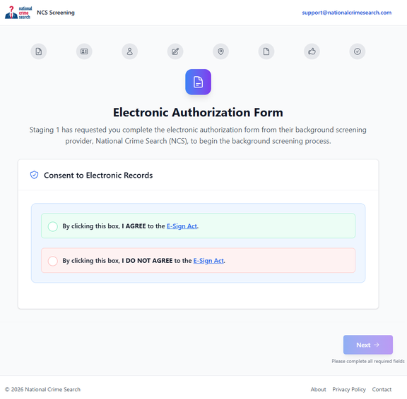 NCS Admin portal — workflow